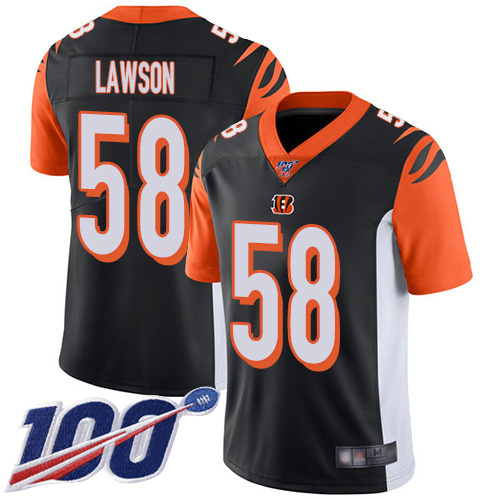 Cincinnati Bengals Limited Black Men Carl Lawson Home Jersey NFL Footballl #58 100th Season Vapor Untouchable